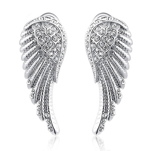 Womens 9K Gold Plated Angel Wings Crystal Ear Studs Luxury Earrings Jewelry Image 7