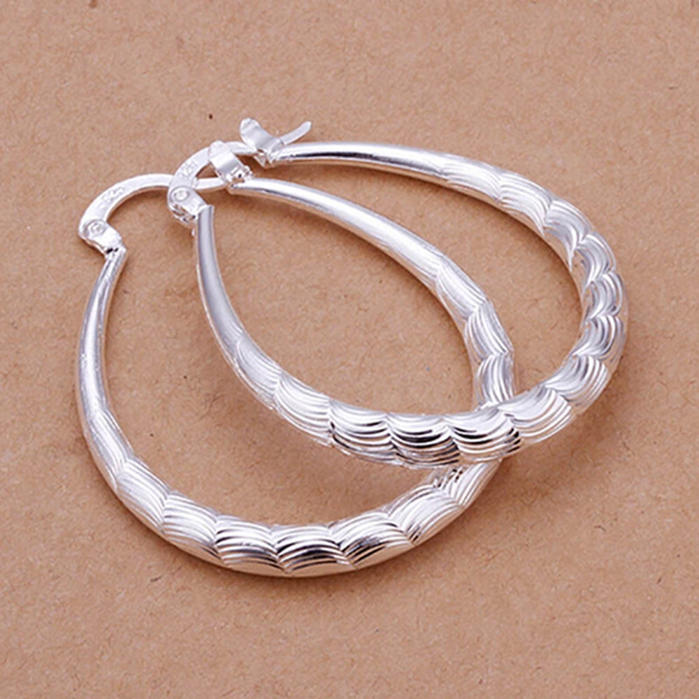 Earrings Exquisite U Shape Plated Silver Hoop Dangle Ear Rings for Dating Image 2