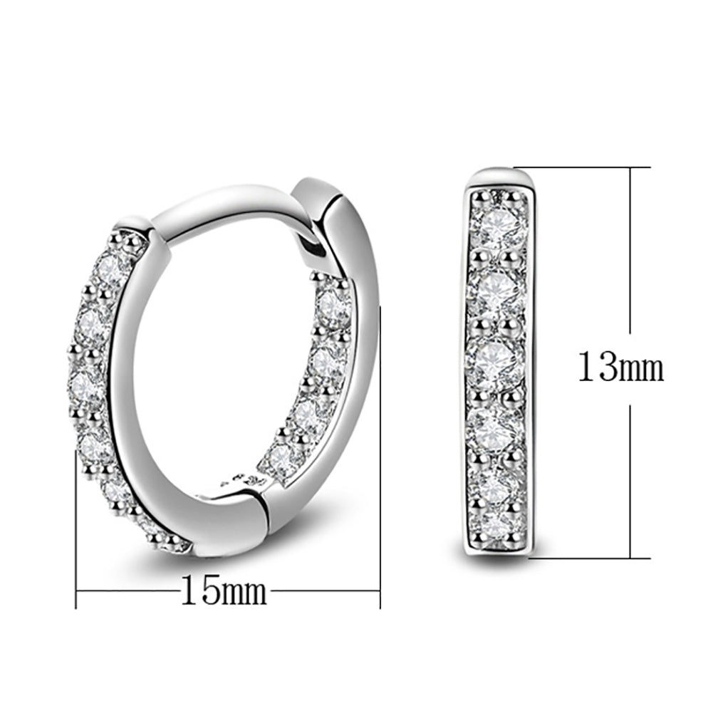 Women Silver Plated Cubic Zirconia Inlaid Huggie Hoop Ear Stud Earrings Jewelry Image 10