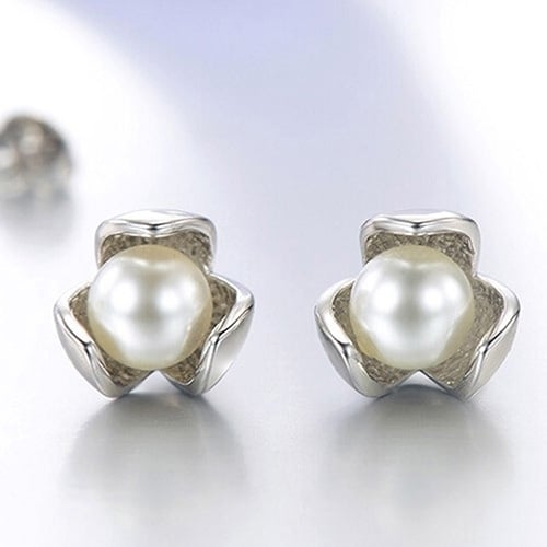 Flower 925 Sterling Silver Ear Studs Rhinestone Ball Earrings Wedding Jewelry Image 11