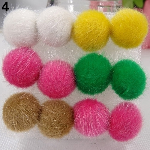 6 Pairs Lovely Warm Furry Square Round Star Heart Plastic Stick Earrings Image 8