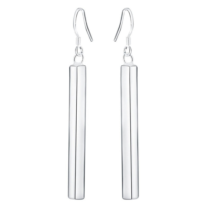 Silver Plated Long Dangle Bar Ear Hook Wedding Bridal Fashion Women Earrings Image 4