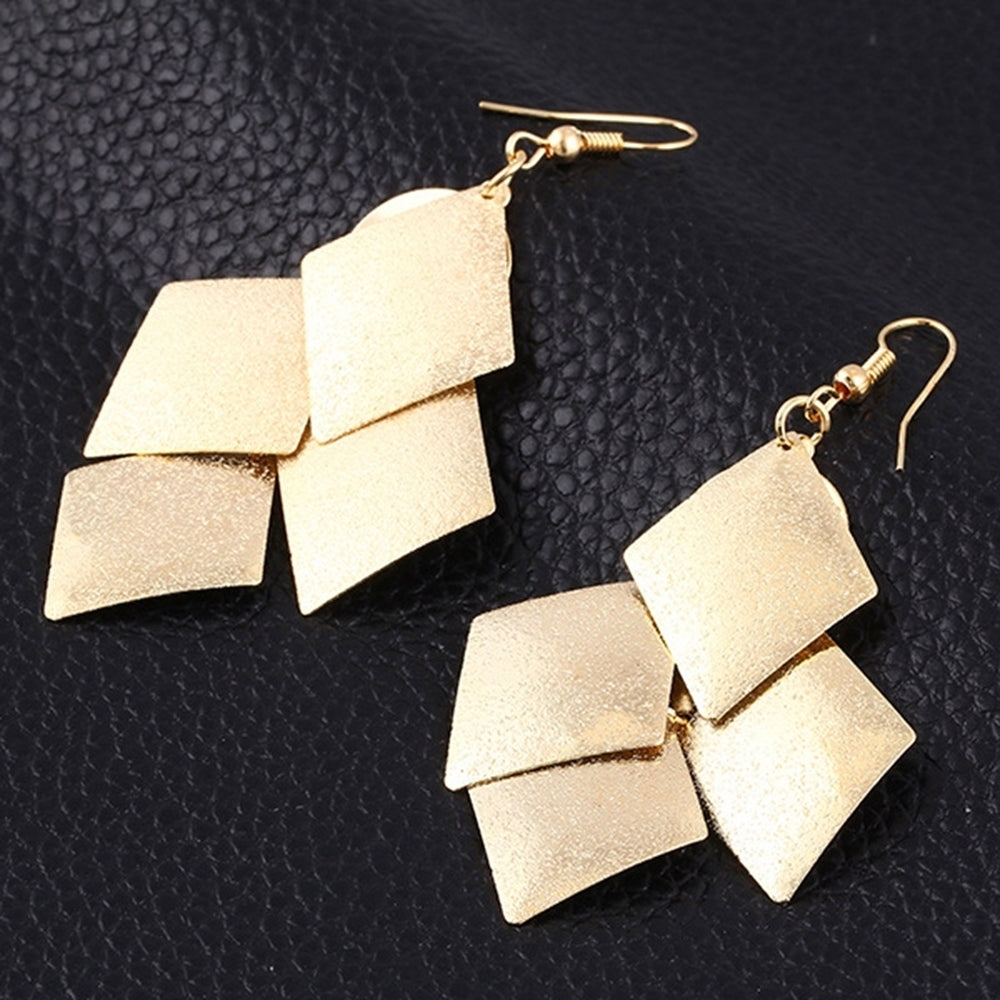 Womens Glitter Rhombus Drop Long Dangle Chandelier Statement Hook Earrings Image 2