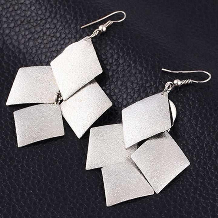 Womens Glitter Rhombus Drop Long Dangle Chandelier Statement Hook Earrings Image 3