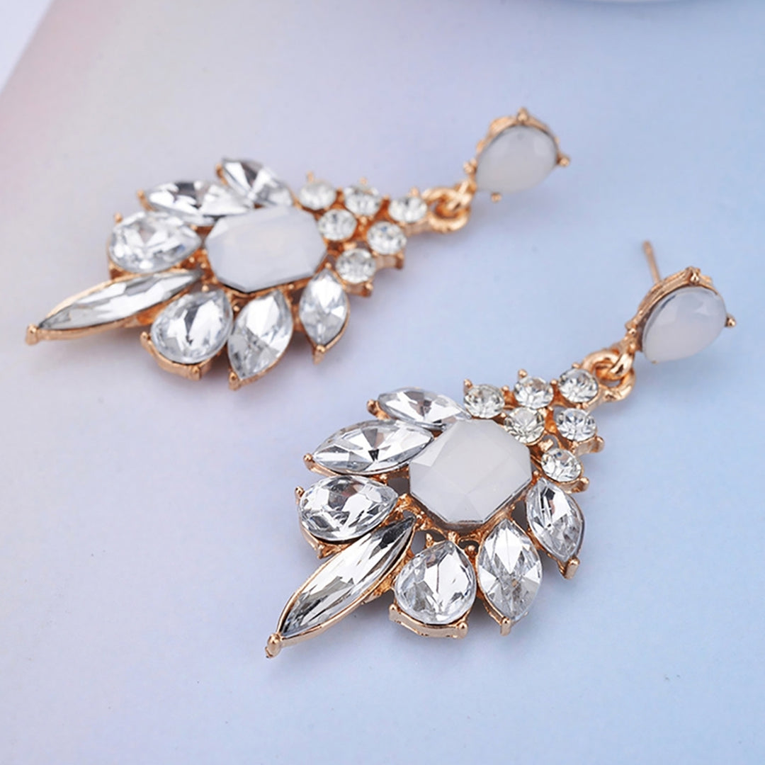 1 Pair Earrings Attractive Water Drop Shape Alloy Women Girls Ear Studs for Wedding Image 4