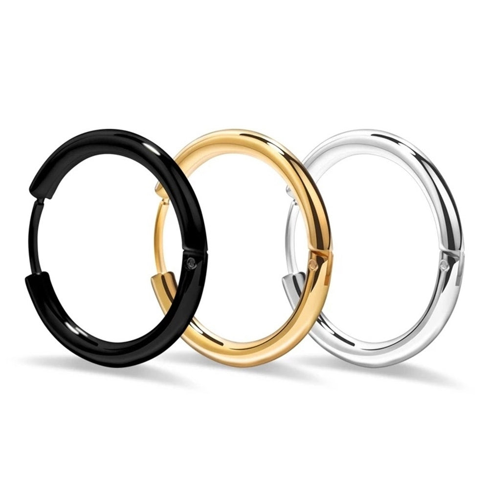 1 Pair Stainless Steel Fashion Punk Unisex Ear Hoop Circle Earrings Jewelry Gift Image 2