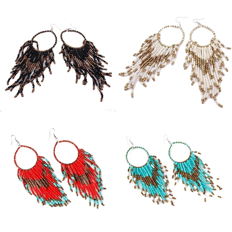 Fashion Lady Boho Long Tassels Dangle Hook Earrings Socialite Eardrop Jewelry Image 1