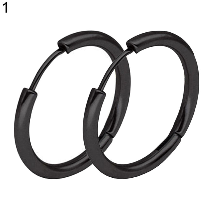 1 Pair Stainless Steel Fashion Punk Unisex Ear Hoop Circle Earrings Jewelry Gift Image 4