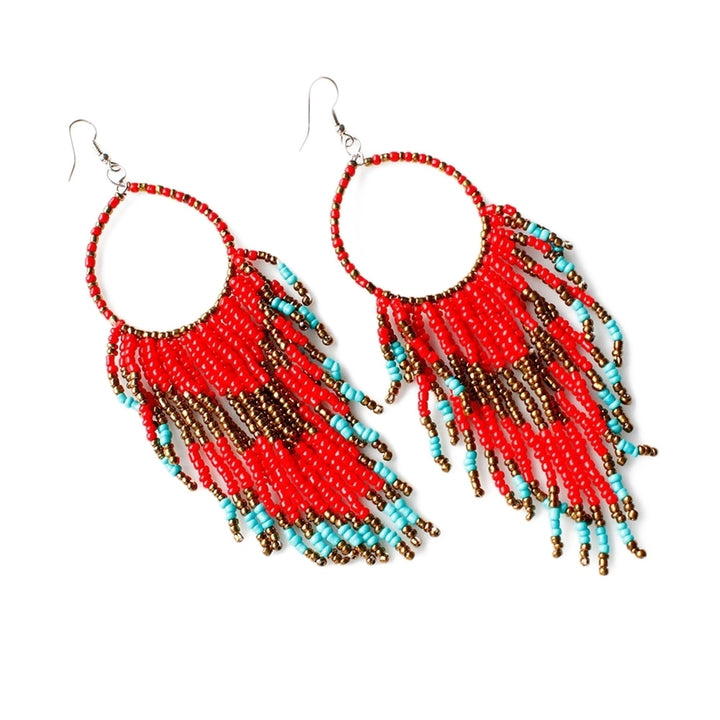 Fashion Lady Boho Long Tassels Dangle Hook Earrings Socialite Eardrop Jewelry Image 4