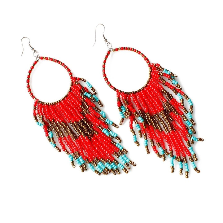 Fashion Lady Boho Long Tassels Dangle Hook Earrings Socialite Eardrop Jewelry Image 1