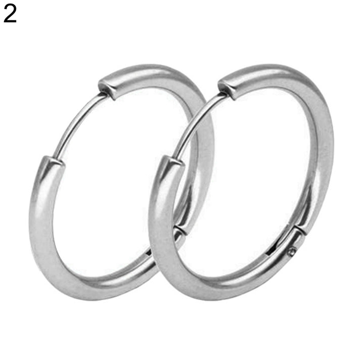 1 Pair Stainless Steel Fashion Punk Unisex Ear Hoop Circle Earrings Jewelry Gift Image 8