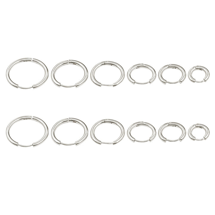 1 Pair Stainless Steel Fashion Punk Unisex Ear Hoop Circle Earrings Jewelry Gift Image 10