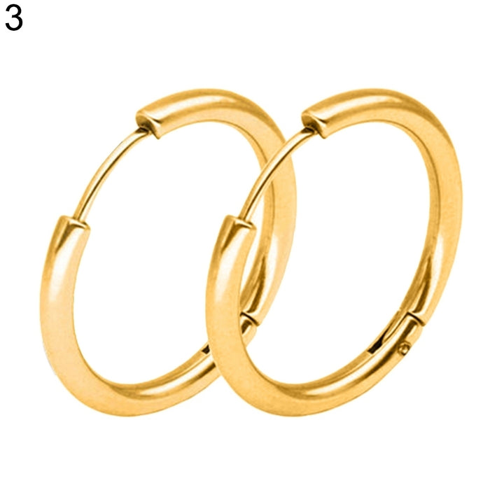 1 Pair Stainless Steel Fashion Punk Unisex Ear Hoop Circle Earrings Jewelry Gift Image 11