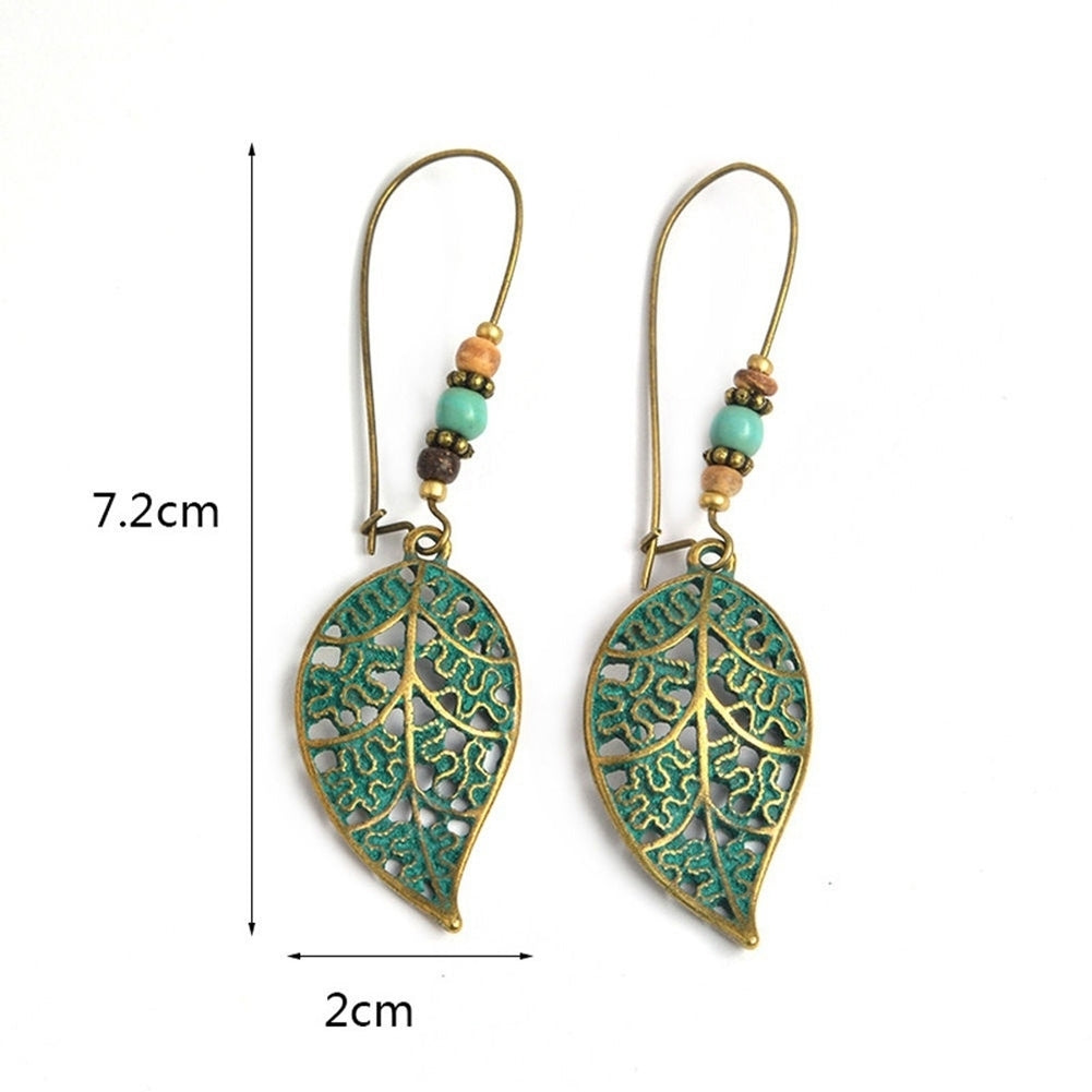 Fashion Women Hollow Leaves Dangle Hook Beads Earring Bohemia Charm Jewelry Image 6