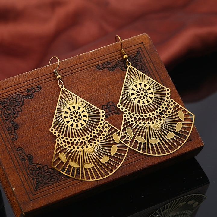 Retro Hollow Out Stainless Steel Colorful Fashion Earrings Jewelry Women Girl Image 4