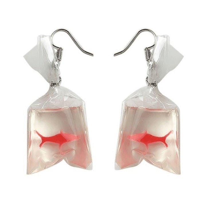 Funny Goldfish Water Bag Shape Dangle Hook Earrings Charm Women Jewelry Gift Image 1