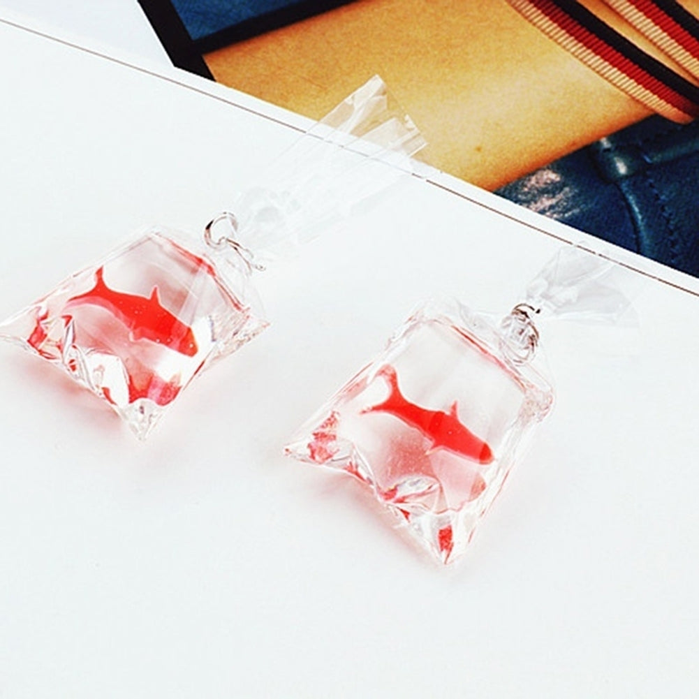 Funny Goldfish Water Bag Shape Dangle Hook Earrings Charm Women Jewelry Gift Image 4