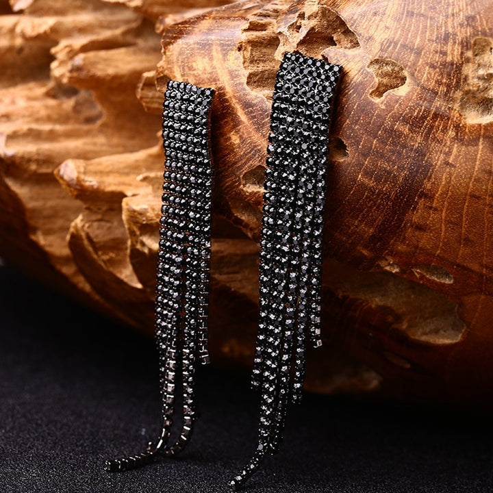 Fashion Lady Long Tassels Drop Dangle Stud Earrings Statement Eardrop Jewelry Image 1