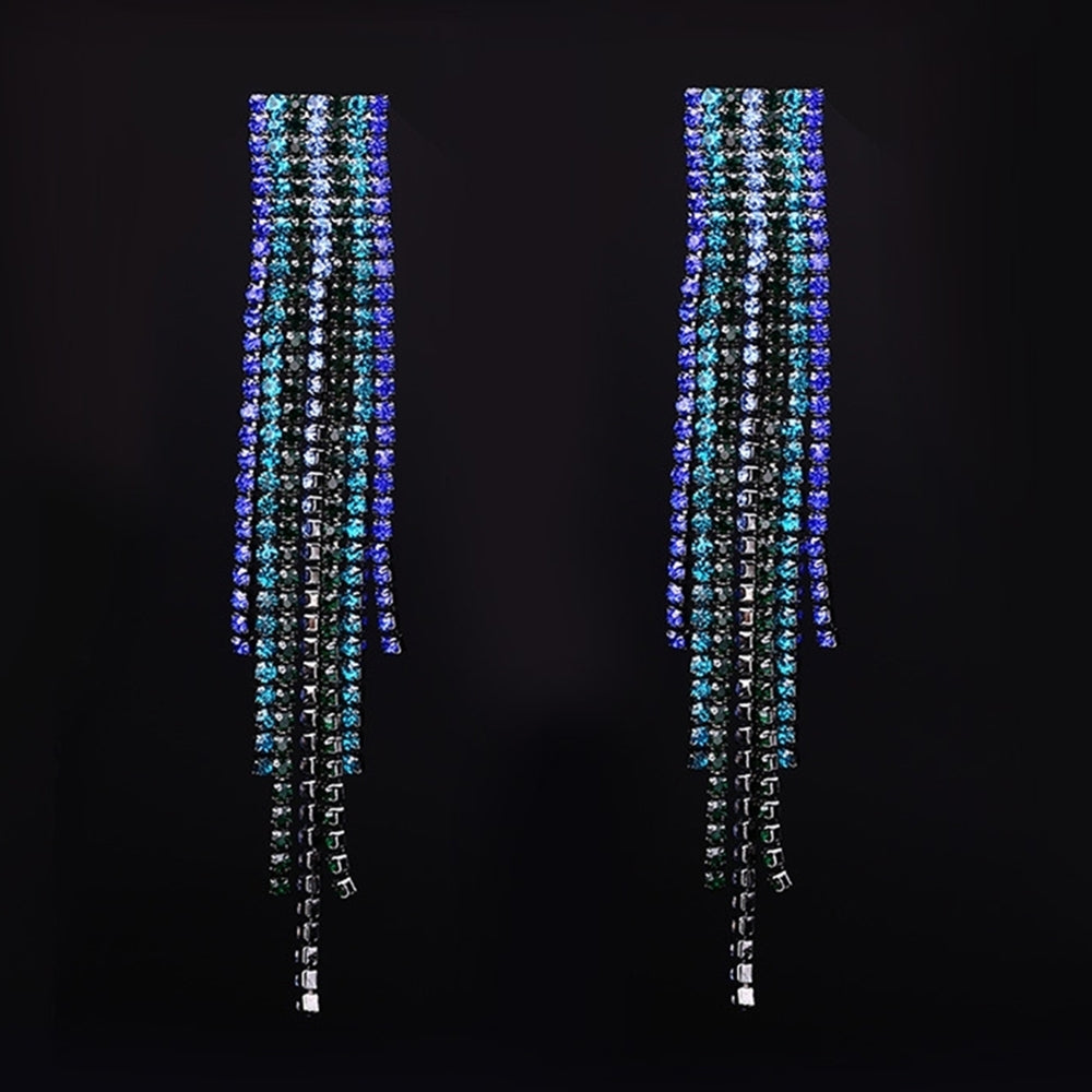 Fashion Lady Long Tassels Drop Dangle Stud Earrings Statement Eardrop Jewelry Image 2