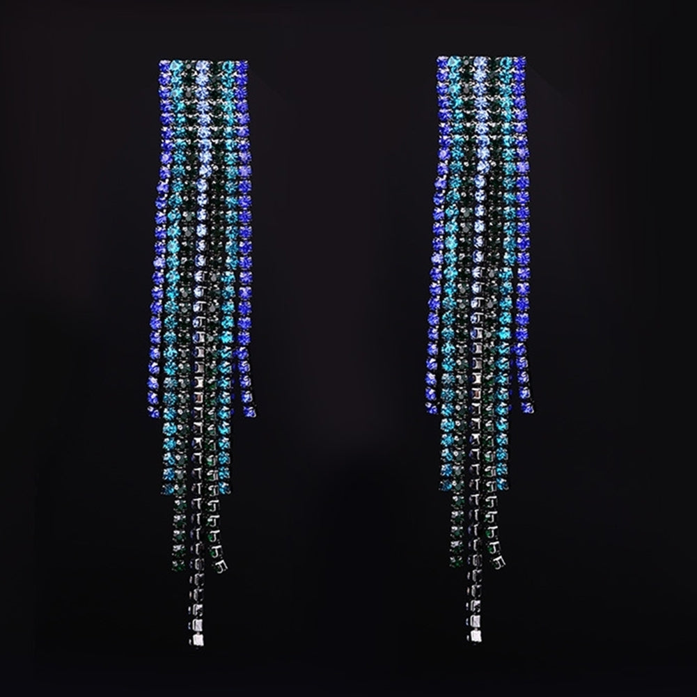 Fashion Lady Long Tassels Drop Dangle Stud Earrings Statement Eardrop Jewelry Image 2