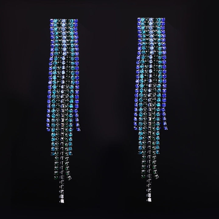 Fashion Lady Long Tassels Drop Dangle Stud Earrings Statement Eardrop Jewelry Image 2