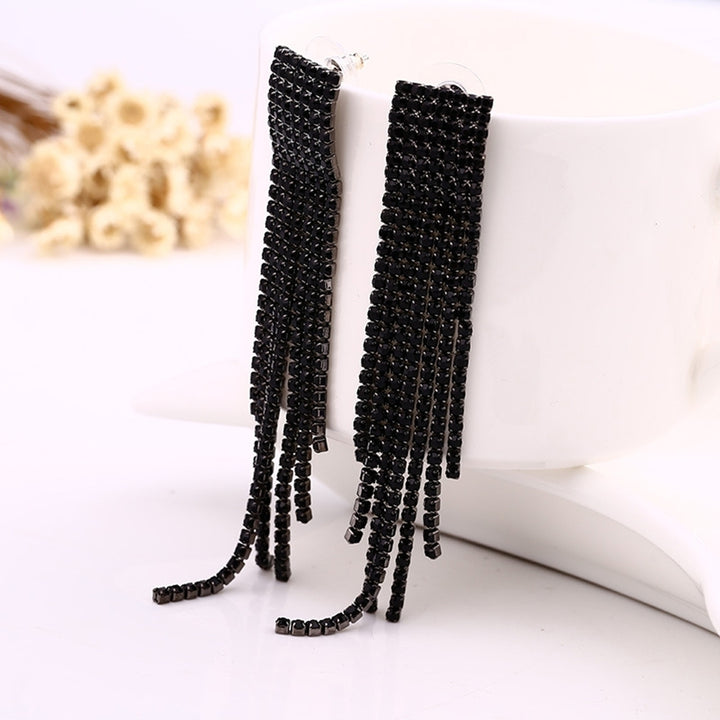 Fashion Lady Long Tassels Drop Dangle Stud Earrings Statement Eardrop Jewelry Image 4