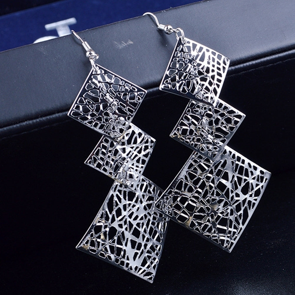 Long Dangle Drop Earrings Hook Square Hollow Women Party Prom Fashion Jewelry Image 3