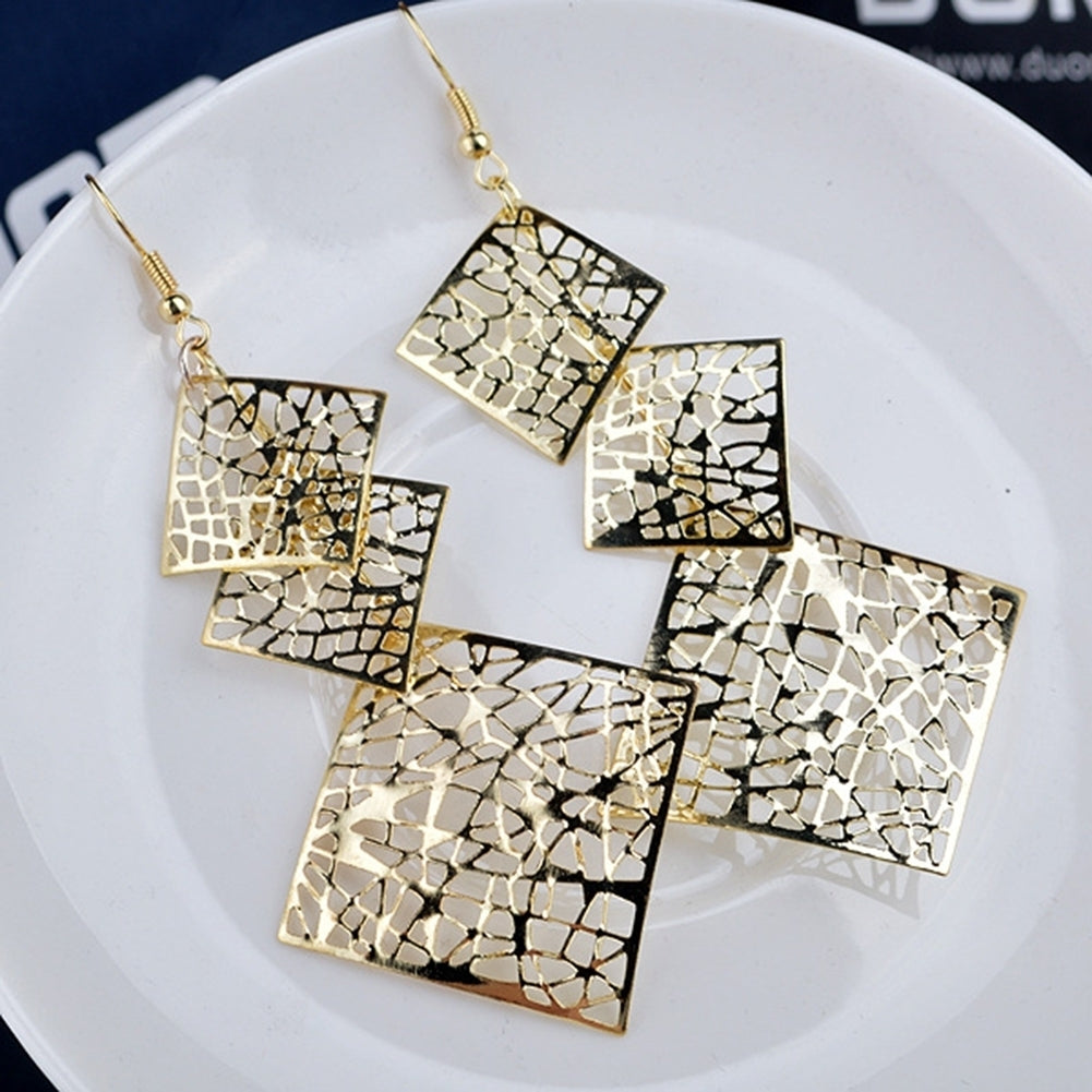 Long Dangle Drop Earrings Hook Square Hollow Women Party Prom Fashion Jewelry Image 4