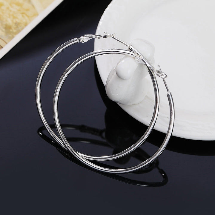 Women Fashion 5cm-8cm Diameter Cut Large Round Hoop Earrings Club Party Jewelry Image 2