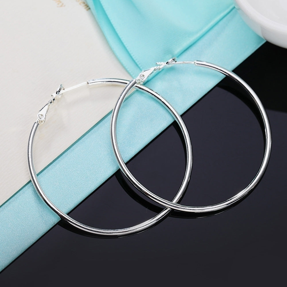 Women Fashion 5cm-8cm Diameter Cut Large Round Hoop Earrings Club Party Jewelry Image 3