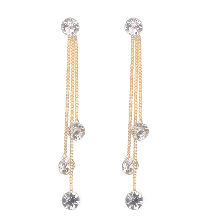 Fashion Jewelry Shiny Rhinestone Long Chain Dangle Stud Linear Earrings Gift Image 7