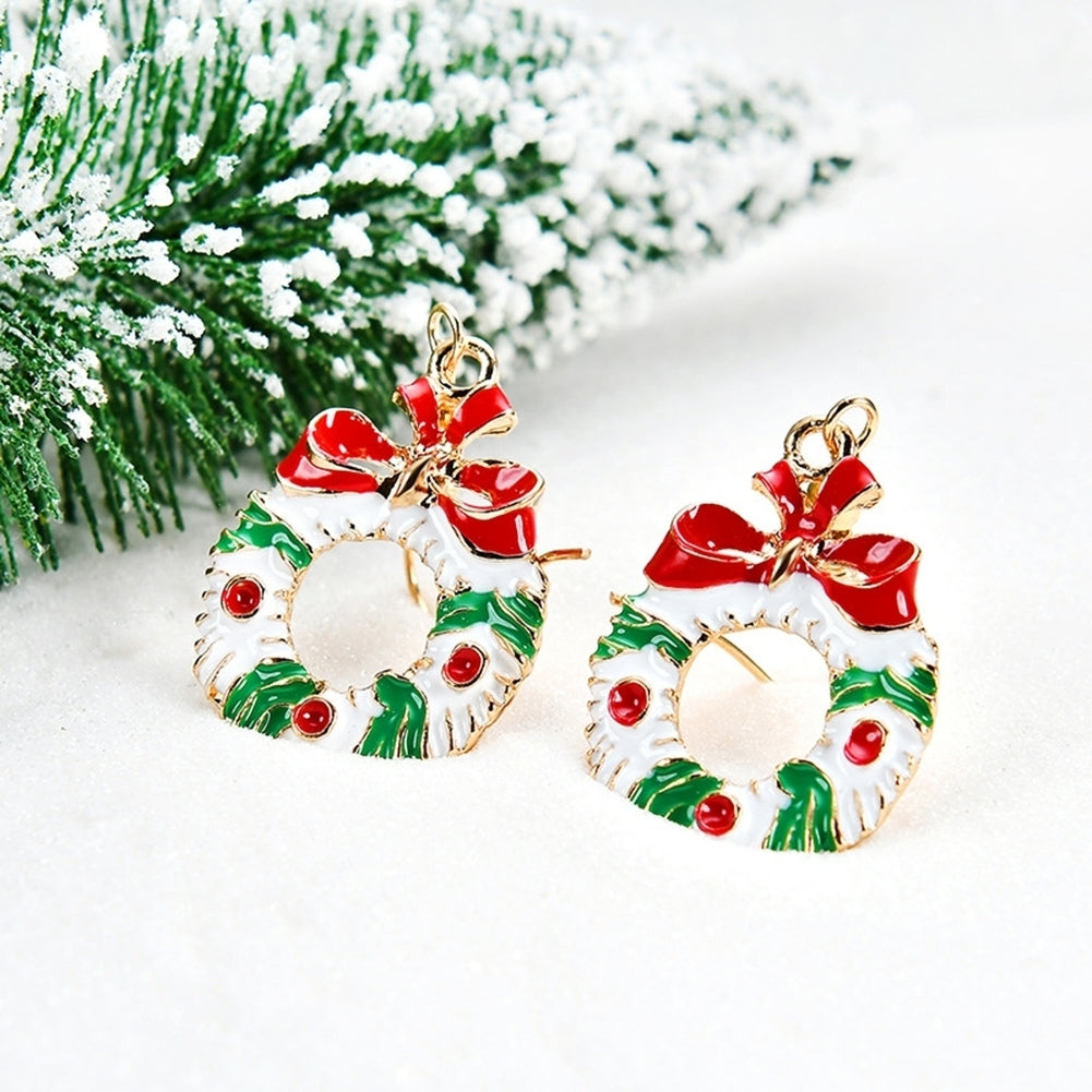 6 Pairs Santa Claus Snowflake Jingle Bell Ear Hook Women Earrings Xmas Jewelry Image 4