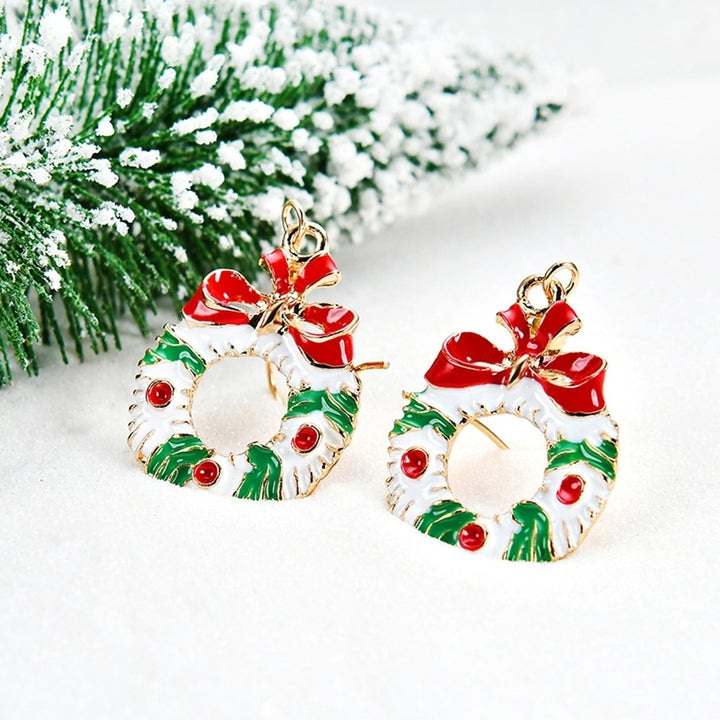 6 Pairs Santa Claus Snowflake Jingle Bell Ear Hook Women Earrings Xmas Jewelry Image 4