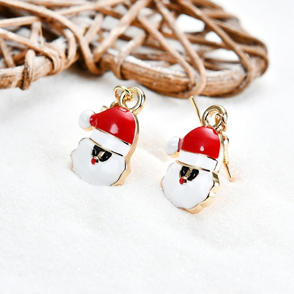 6 Pairs Santa Claus Snowflake Jingle Bell Ear Hook Women Earrings Xmas Jewelry Image 6