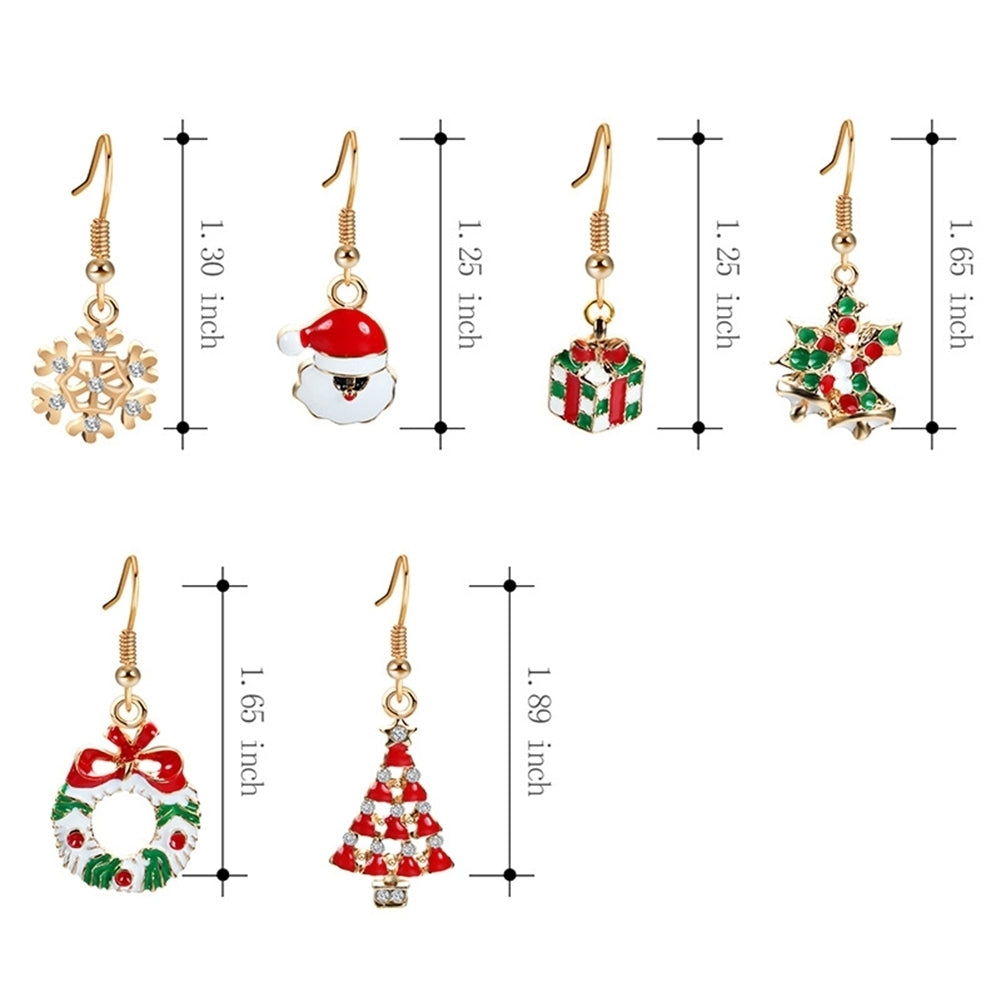 6 Pairs Santa Claus Snowflake Jingle Bell Ear Hook Women Earrings Xmas Jewelry Image 9