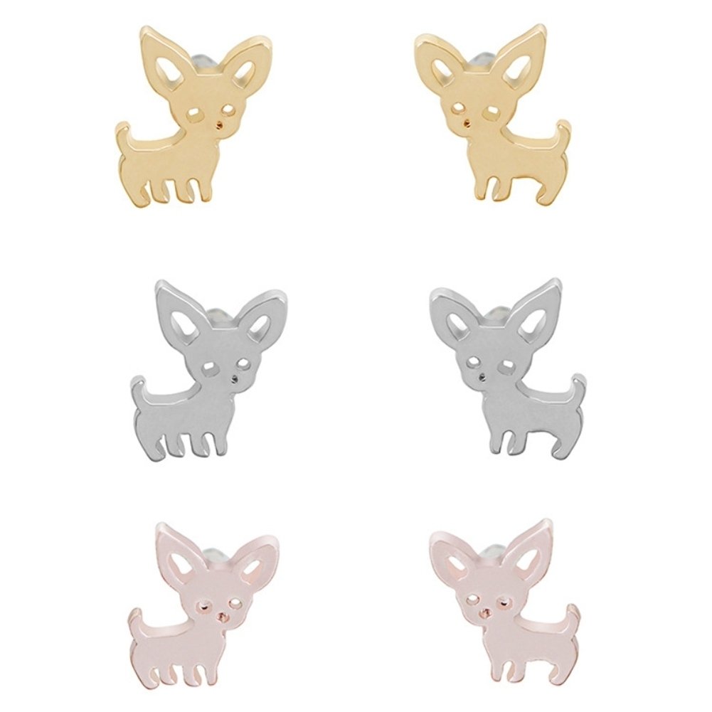 Womens Fashion Chihuahua Stud Earrings Cute Dog Ear Studs Piercing Jewelry Gift Image 1