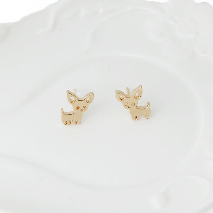 Womens Fashion Chihuahua Stud Earrings Cute Dog Ear Studs Piercing Jewelry Gift Image 4