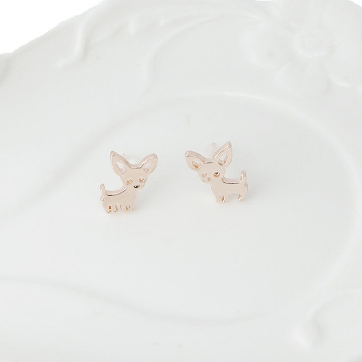 Womens Fashion Chihuahua Stud Earrings Cute Dog Ear Studs Piercing Jewelry Gift Image 7