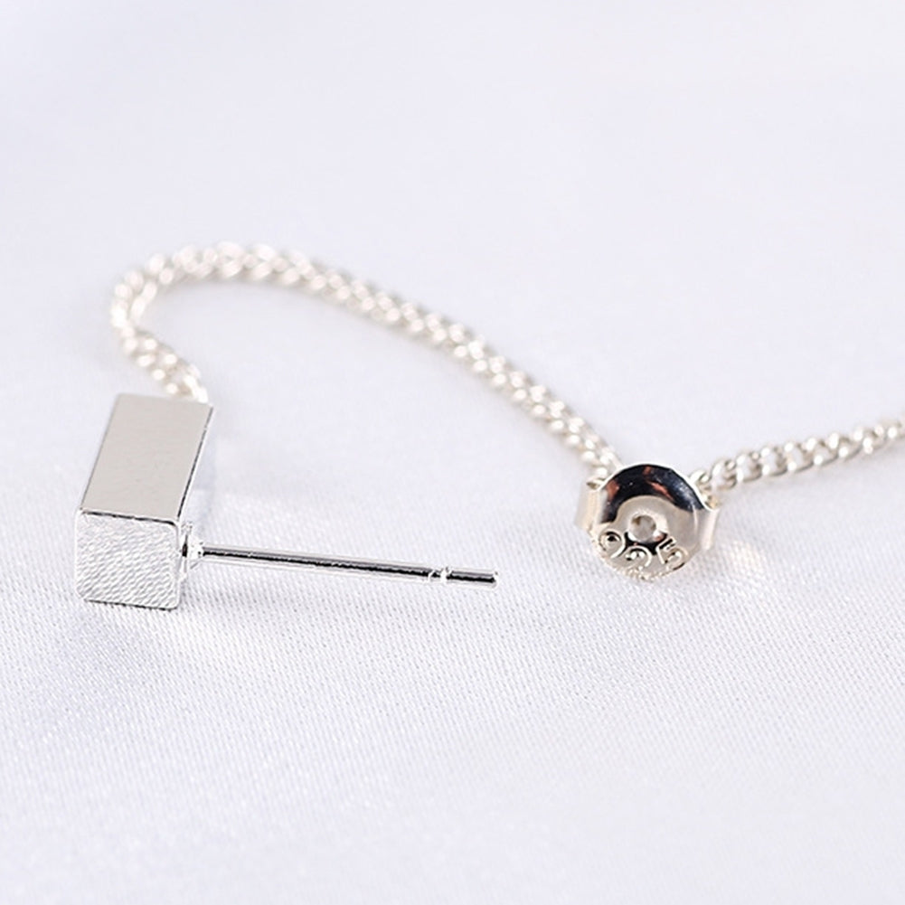 Women Fashion Simple Alloy Cube Long Chain Drop Dangle Earrings Eardrop Jewelry Image 9