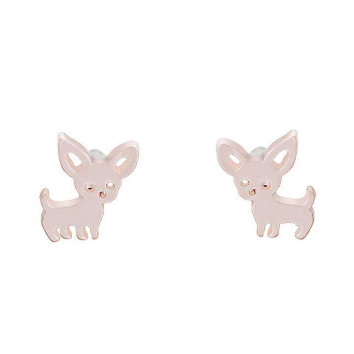 Womens Fashion Chihuahua Stud Earrings Cute Dog Ear Studs Piercing Jewelry Gift Image 1