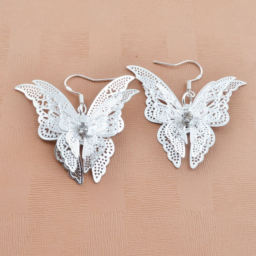 Fashion Lady Hollow Butterfly Charm Pendant Dangle Earrings Eardrop Jewelry Gift Image 6