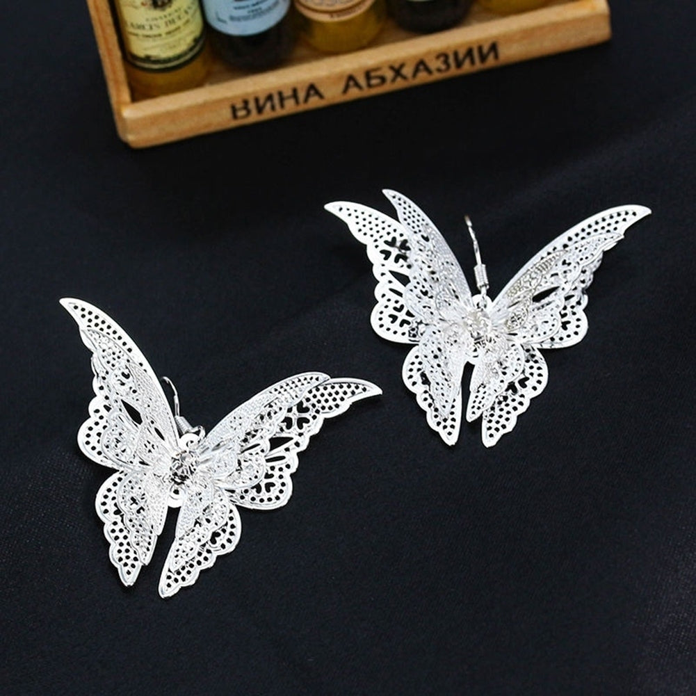 Fashion Lady Hollow Butterfly Charm Pendant Dangle Earrings Eardrop Jewelry Gift Image 8