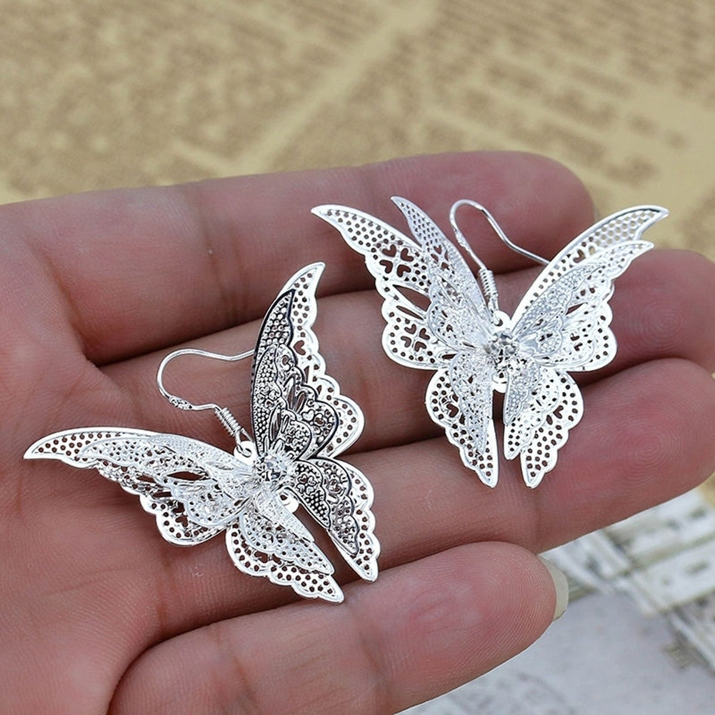 Fashion Lady Hollow Butterfly Charm Pendant Dangle Earrings Eardrop Jewelry Gift Image 9