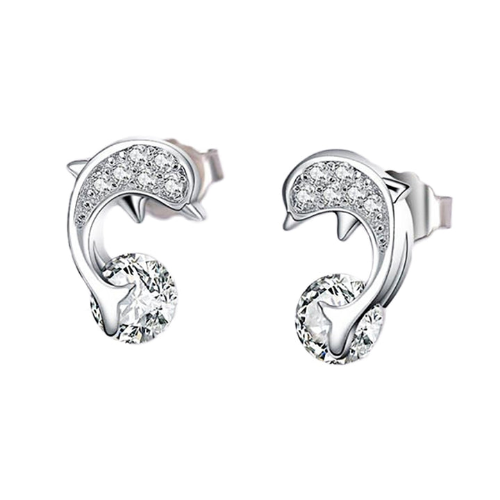 Fashion Women Lady Elegant Dolphin Ear Stud Earrings Gift Jewelry Rhinestone Image 6