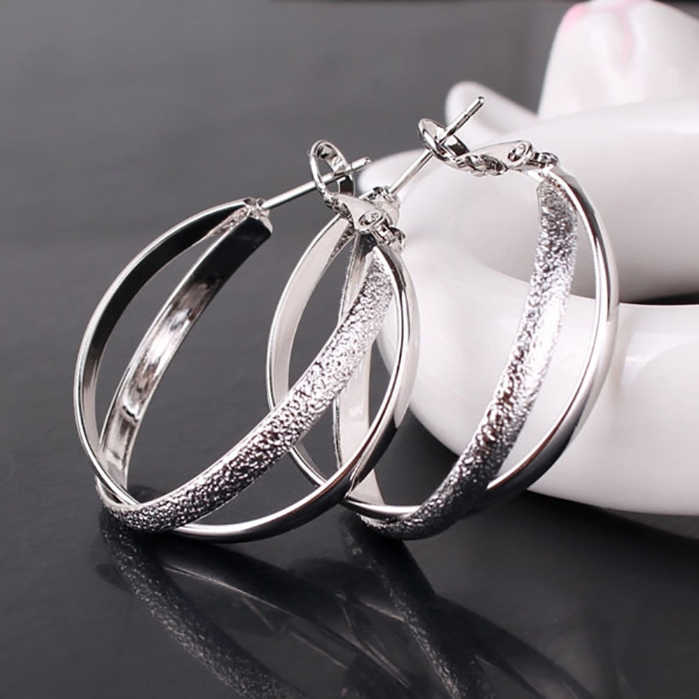 2 Layers Crossover Fashion Women Hoop Earrings Gold Plated Club Party Jewelry Image 9