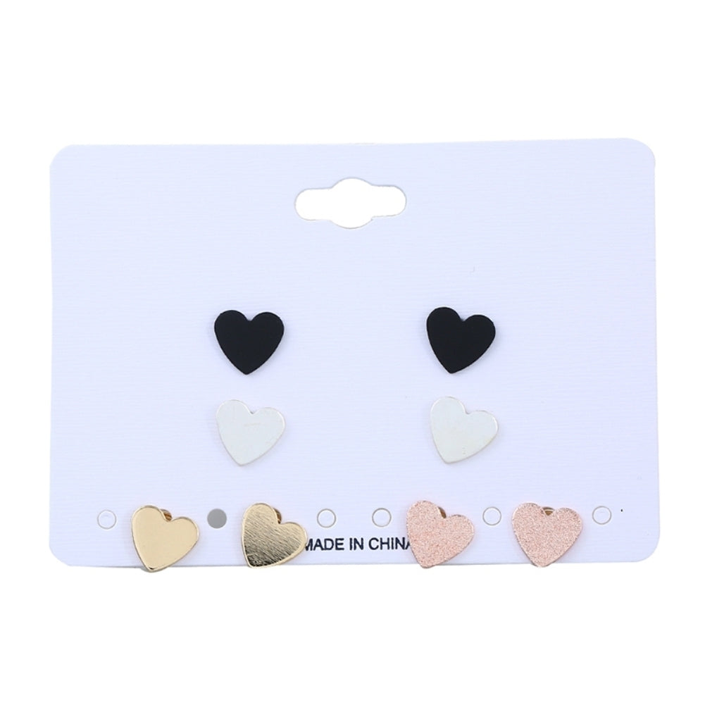 4Pairs Lady Love Heart Wedding Bridal Engagement Ear Stud Earrings Jewelry Gift Image 6