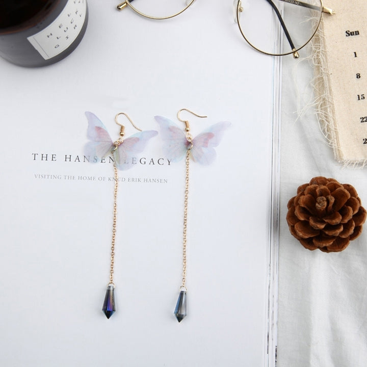 Fashion Elegant Butterfly Wings Long Drop Line Hook Earrings Women Jewelry Gift Image 6