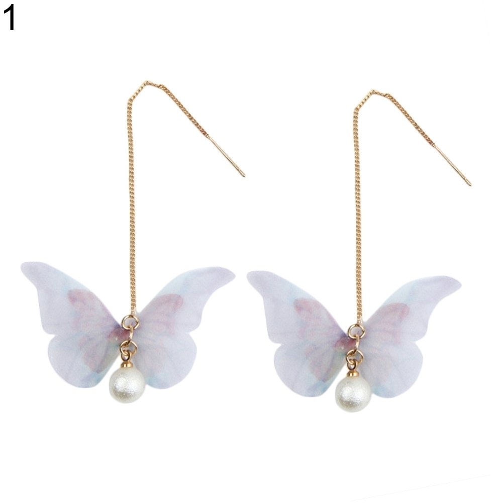 Fashion Elegant Butterfly Wings Long Drop Line Hook Earrings Women Jewelry Gift Image 10