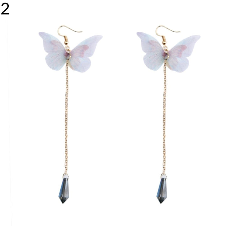 Fashion Elegant Butterfly Wings Long Drop Line Hook Earrings Women Jewelry Gift Image 11