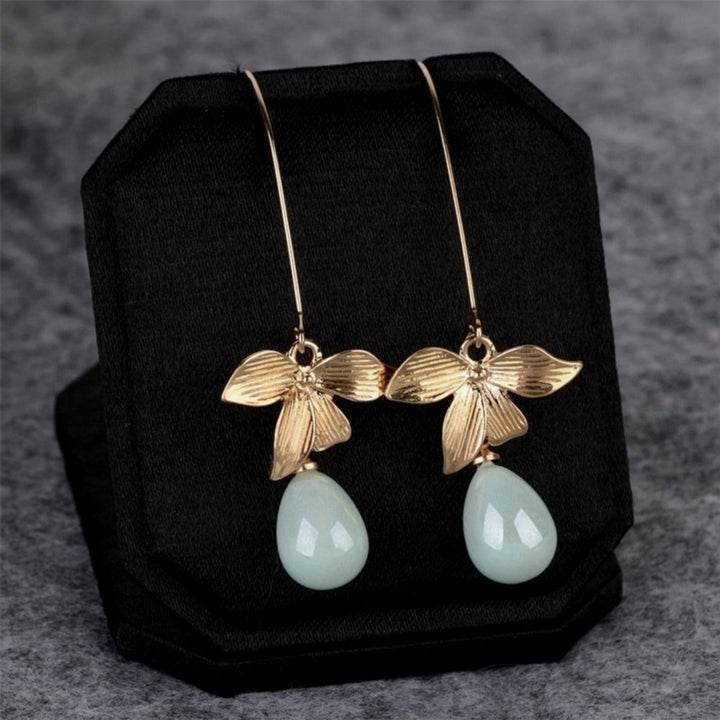 Fashion Alloy Leaf Faux Pearl Dangle Hook Earrings Women Charming Jewelry Gift Image 8